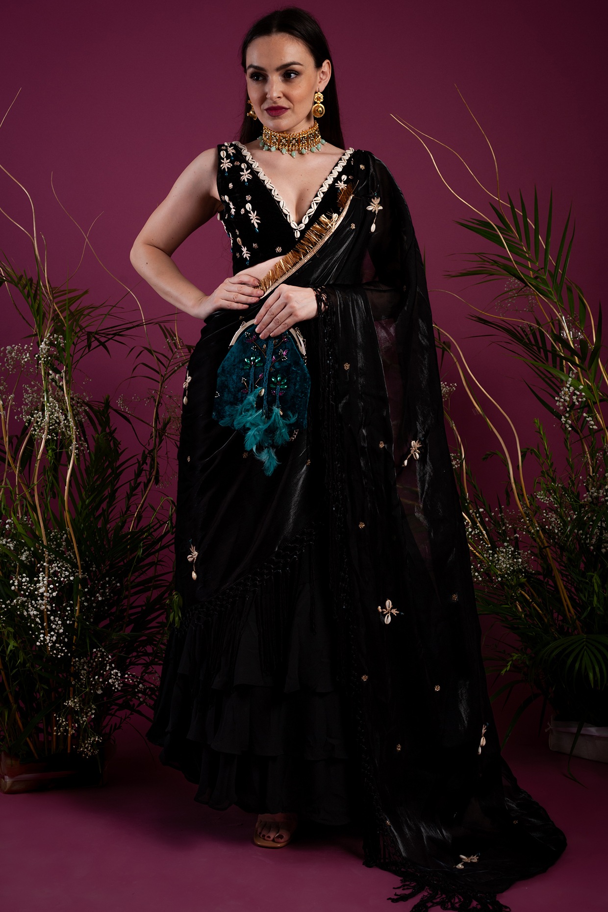 Elegant Black Saree | Wedding Dress | Party Dress | Black saree designs,  Latest bridal dresses, Sarees for girls